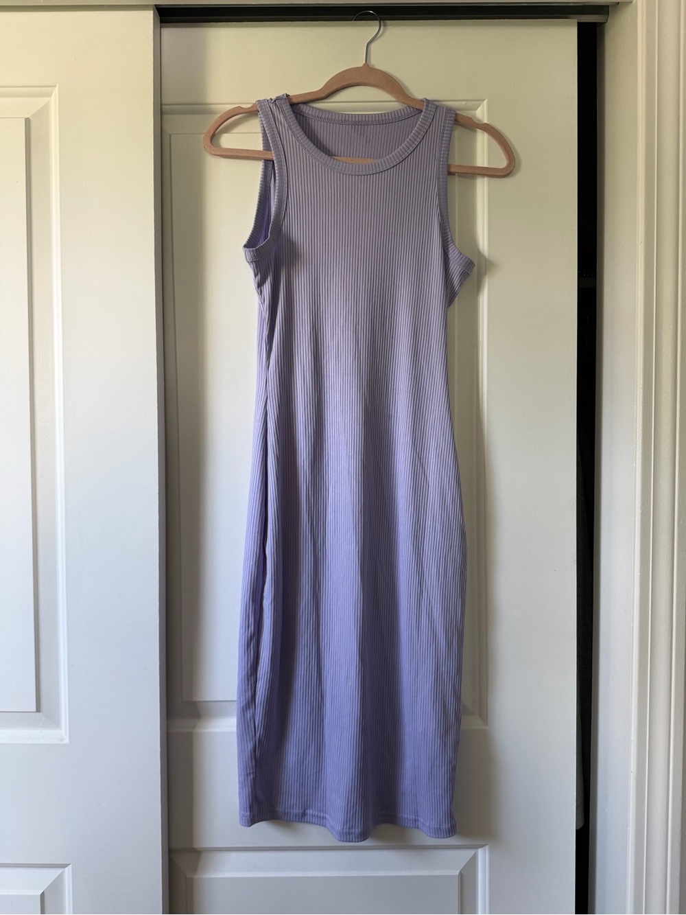 SHEIN Lavender Ribbed Sleeveless Midi Dress